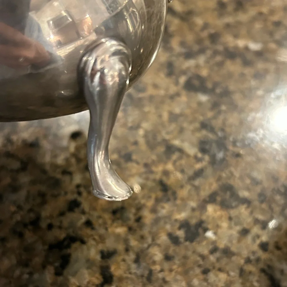 Williamsburg Pewter Hand-wrought Sugar Bowl and Creamer Beautiful Set - Picture 10 of 11